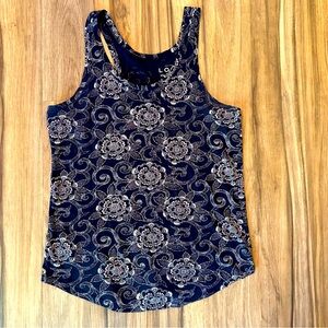 LOFT // navy blue, pink, & white floral tank top